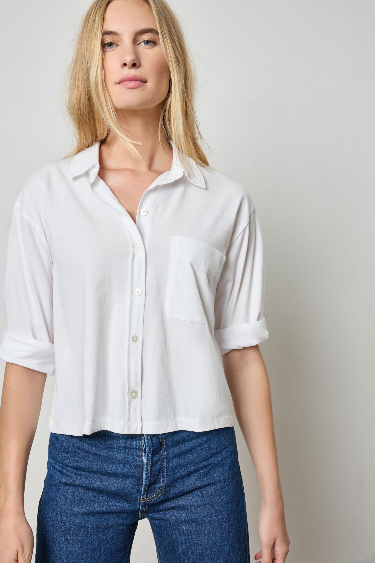 Easy Button Down Tee in color White Image A3