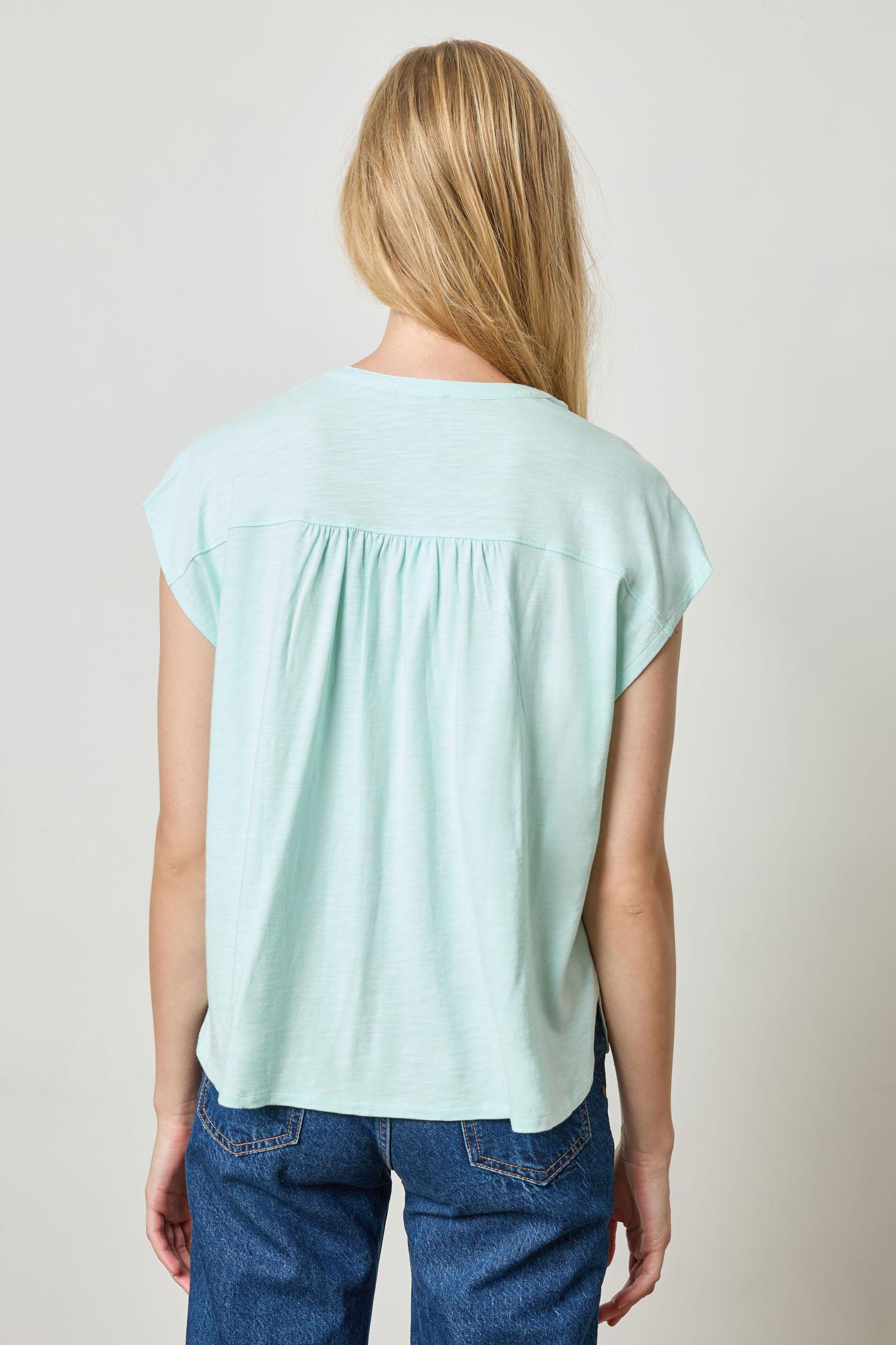 Relaxed Button Down Tee Womens Top Aquamarine A2
