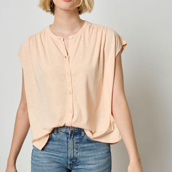 Relaxed Button Down Tee Womens Top Cantaloupe A1