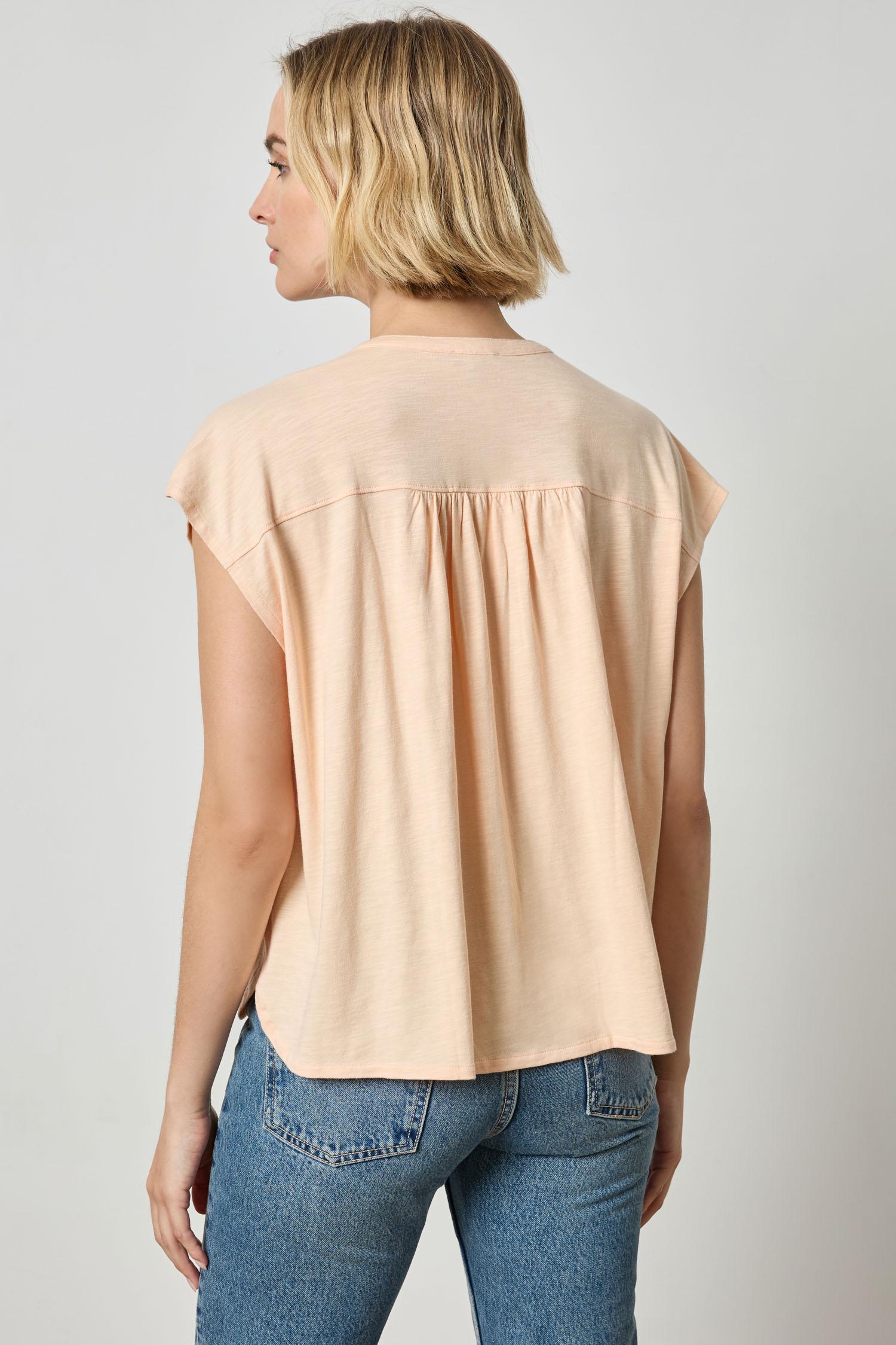 Relaxed Button Down Tee Womens Top Cantaloupe A2