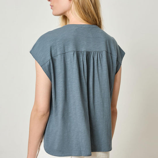Relaxed Button Down Tee Womens Top Dusk A2