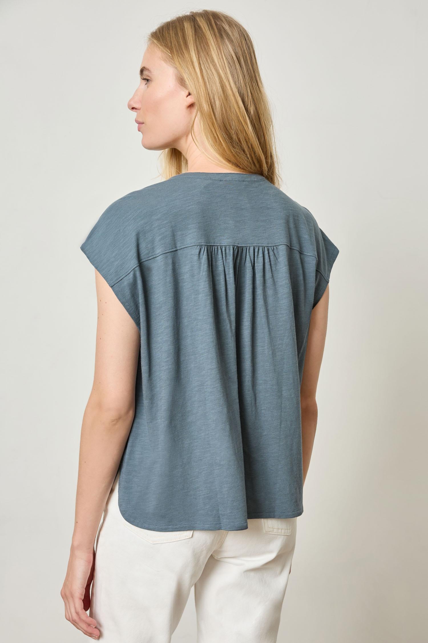 Relaxed Button Down Tee Womens Top Dusk A2
