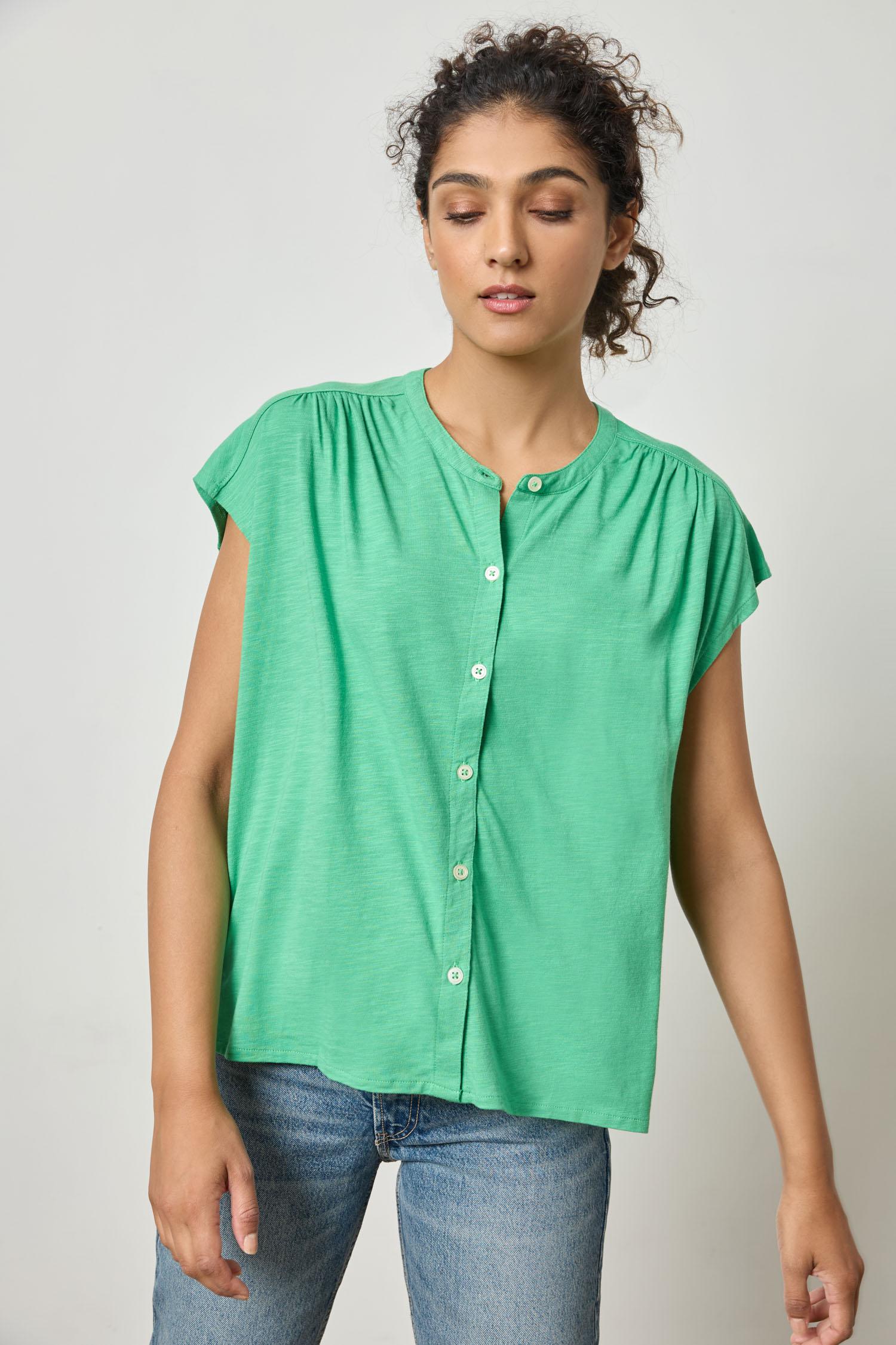 Relaxed Button Down Tee Womens Top Julep A1
