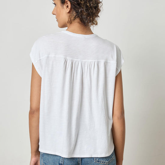 Relaxed Button Down Tee Womens Top White A2
