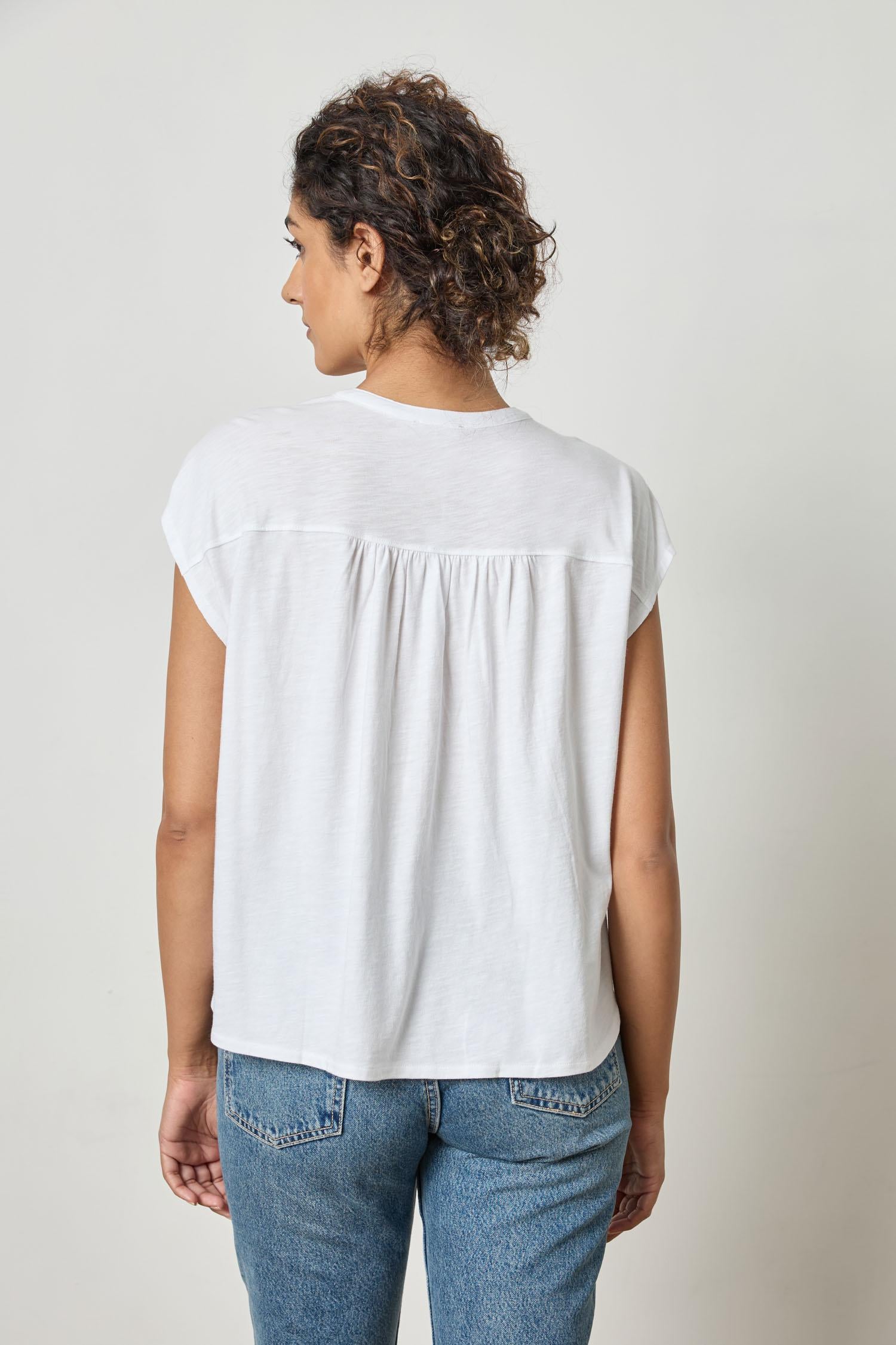 Relaxed Button Down Tee Womens Top White A2