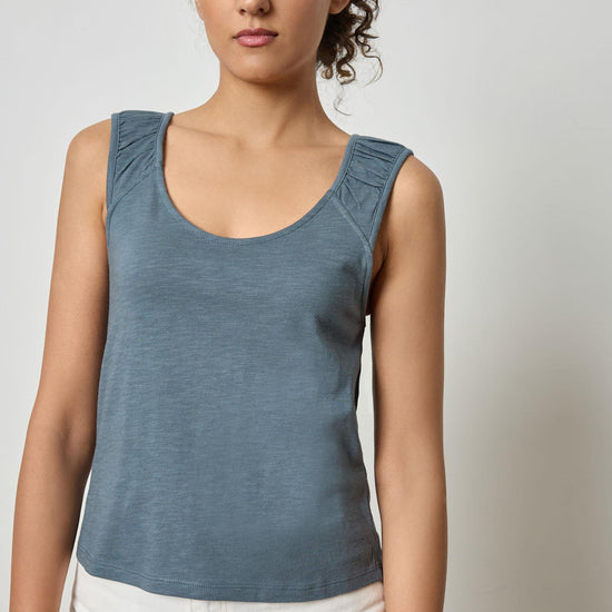 Shirred Strap Tank Womens Top Dusk A1