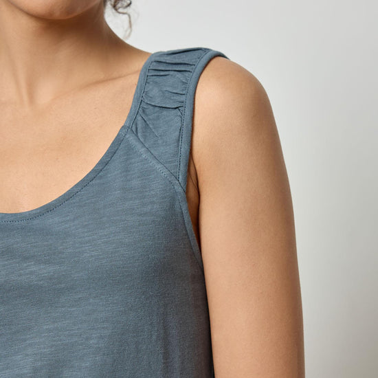Shirred Strap Tank Womens Top Dusk A2