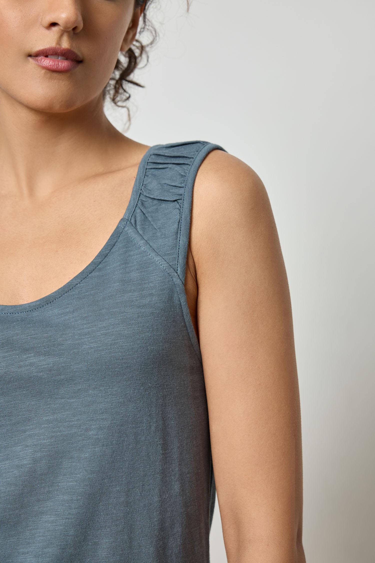 Shirred Strap Tank Womens Top Dusk A2