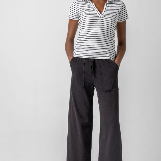 Knit Drawstring Pant in color Black Image A3