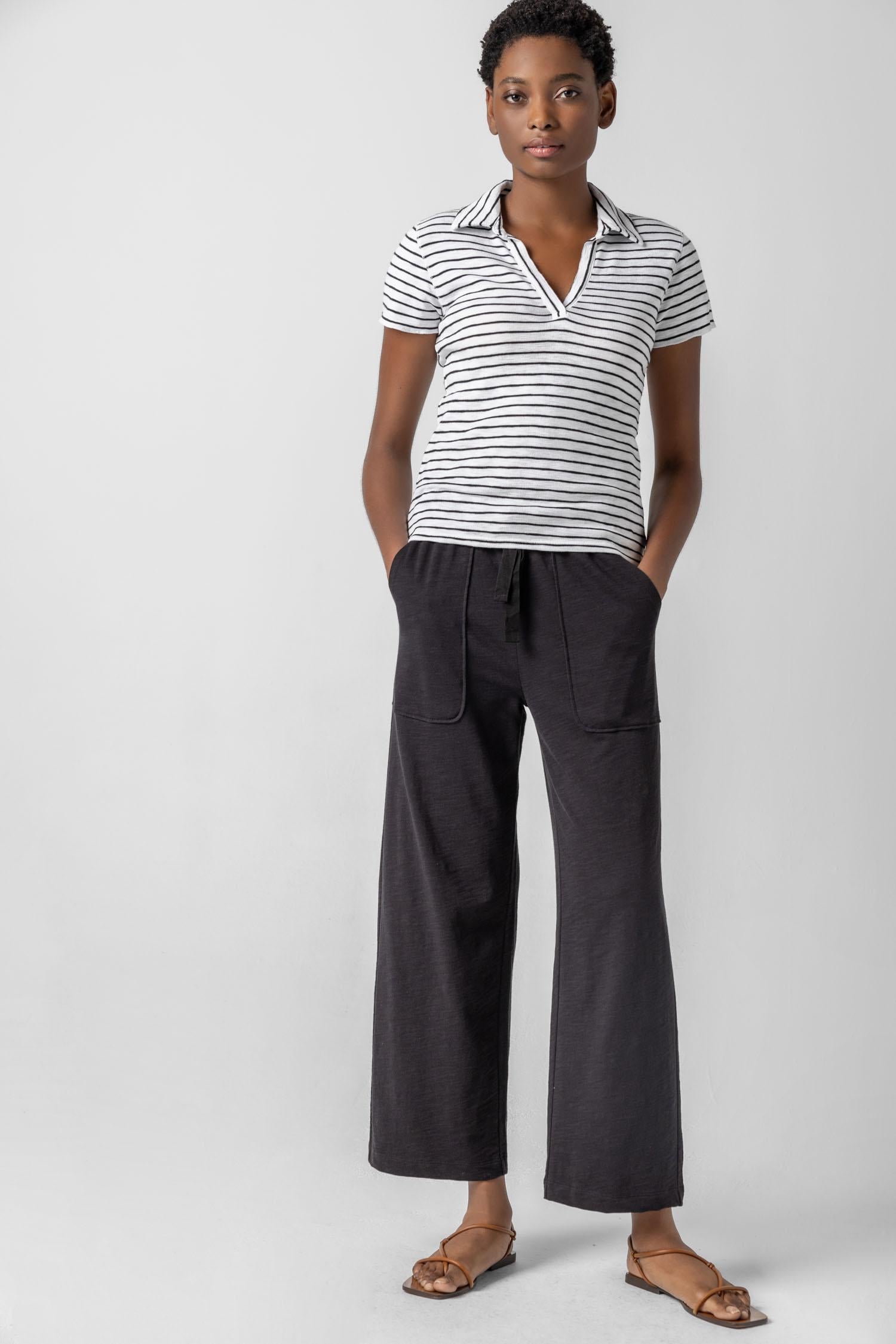 Knit Drawstring Pant in color Black Image A3