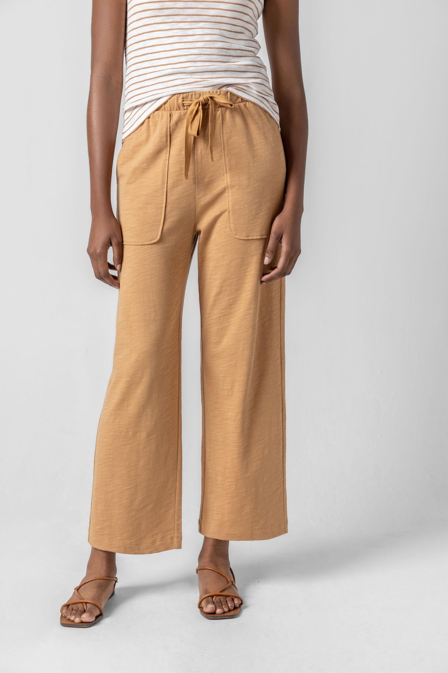 Knit Drawstring Pant in color Teak Image A1