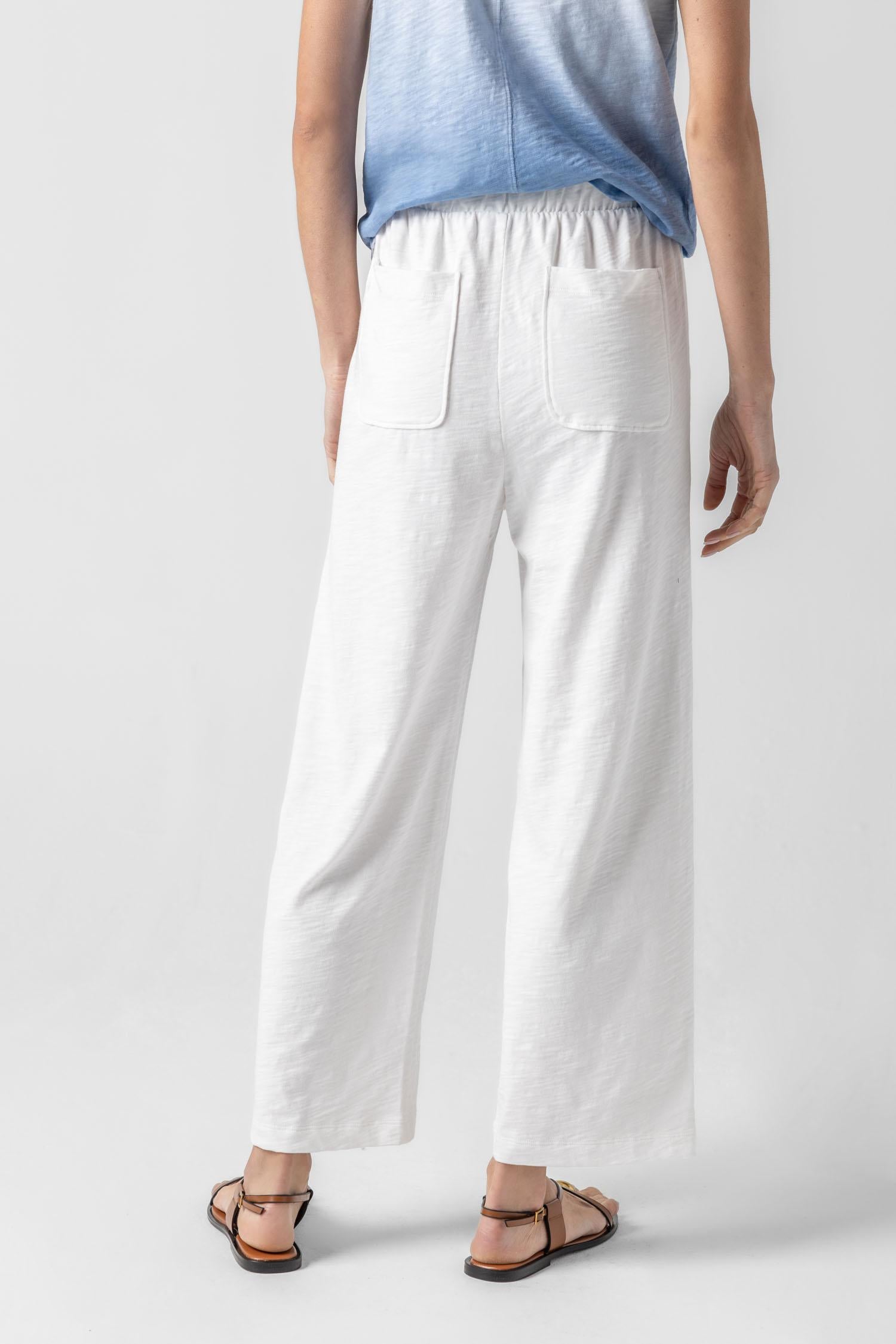 Knit Drawstring Pant in color White Image A2