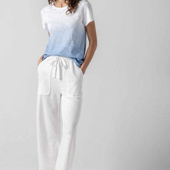 Knit Drawstring Pant in color White Image A4