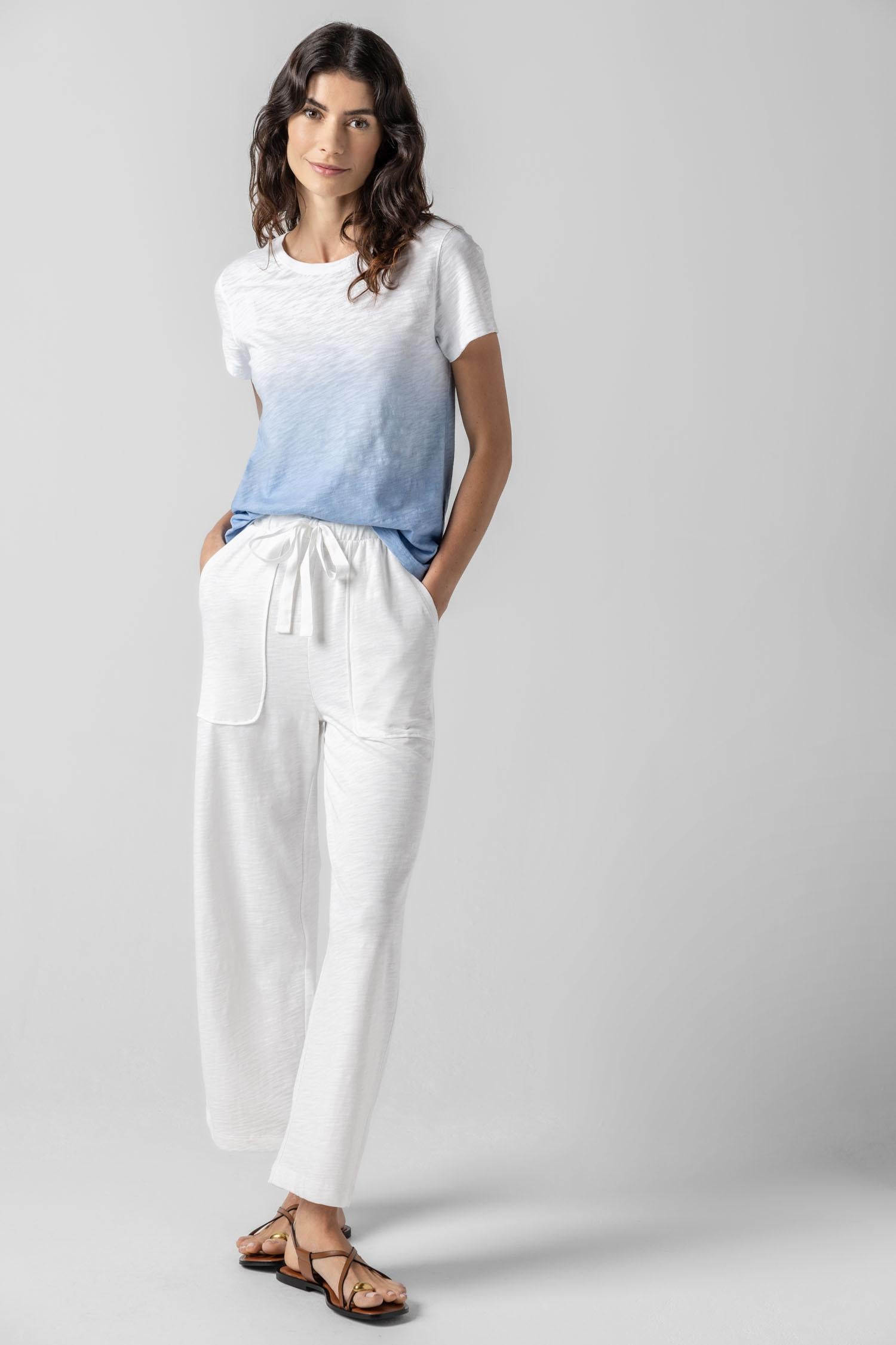 Knit Drawstring Pant in color White Image A4