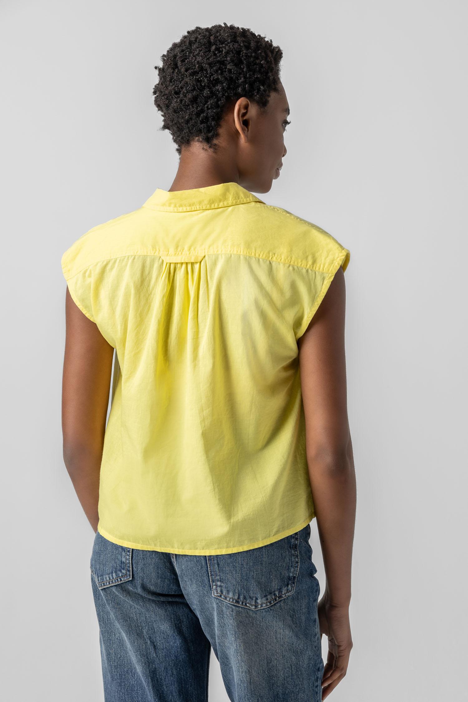 Short Sleeve Button Down Womens Top Lemon A2