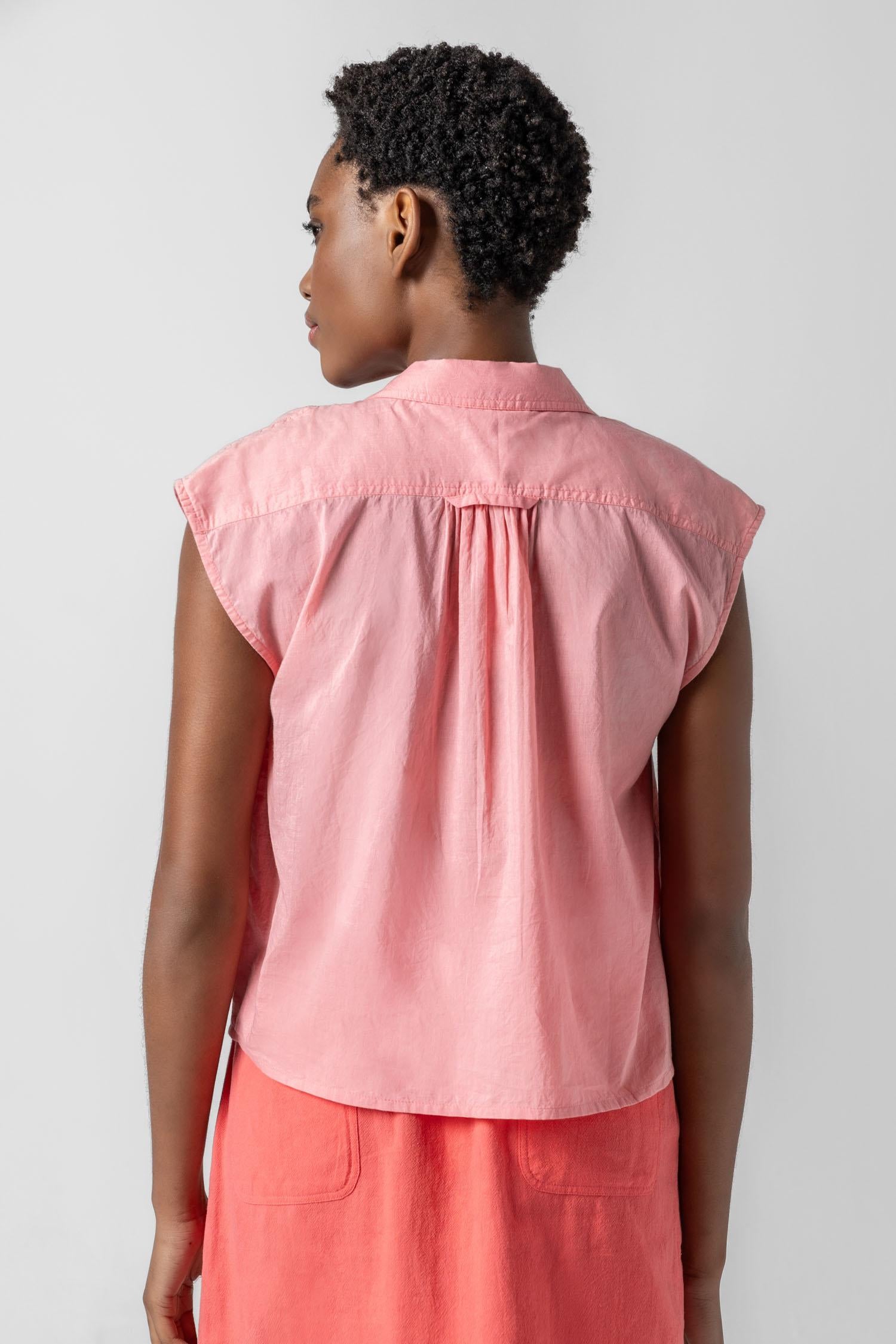 Short Sleeve Button Down Womens Top Shell A2