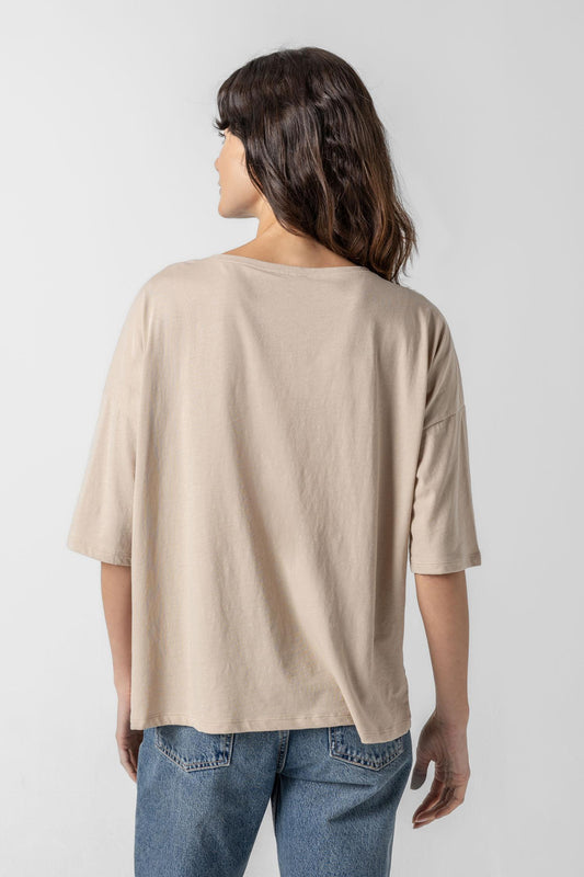 Oversized Boyfriend Tee Womens Top Flax A2