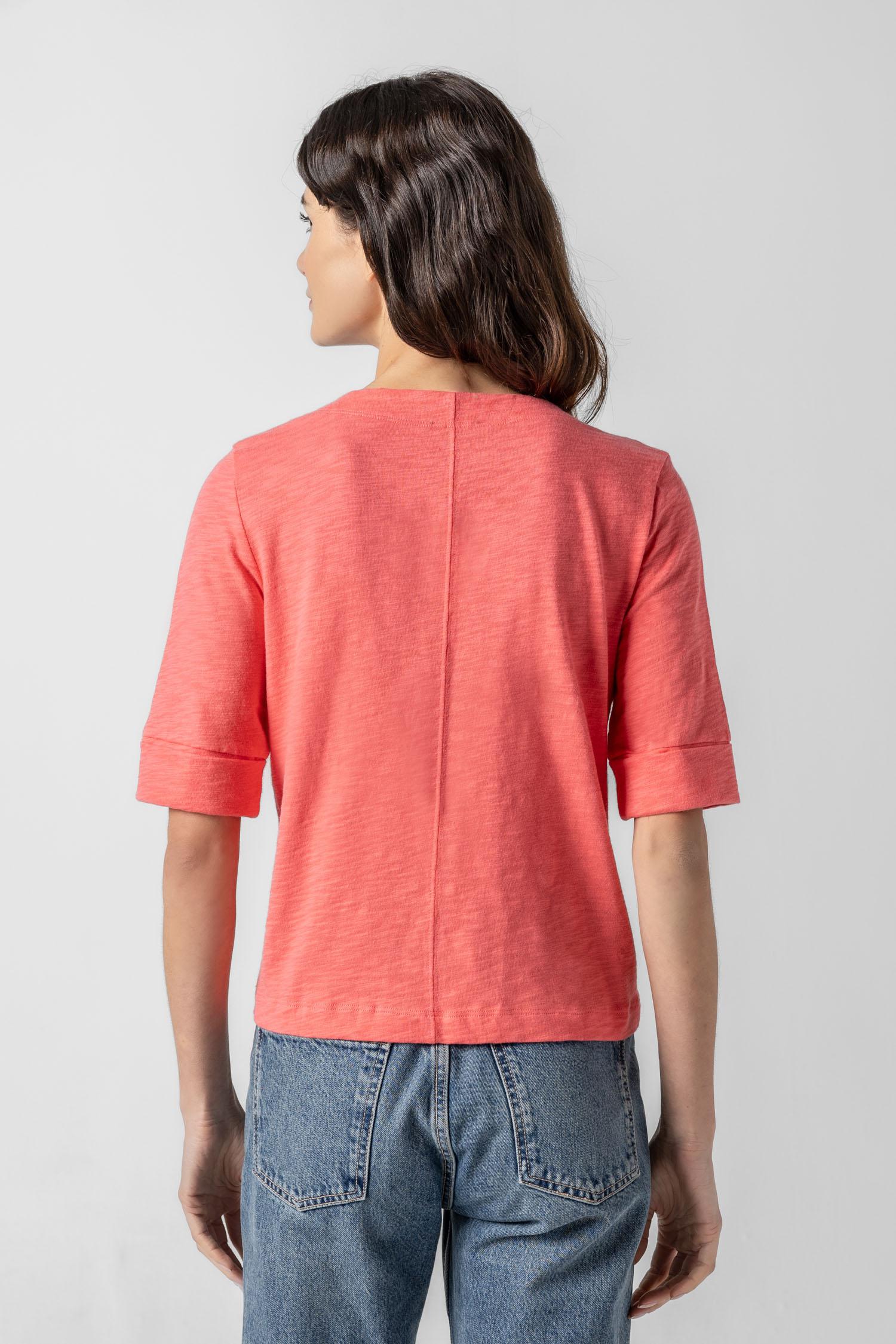 Cuffed Sleeve Split Neck Womens Top Reef A2