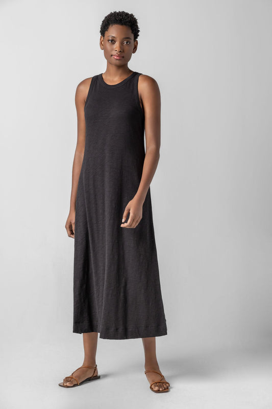Jewel Neck Tank Dress Womens Dress Black A1