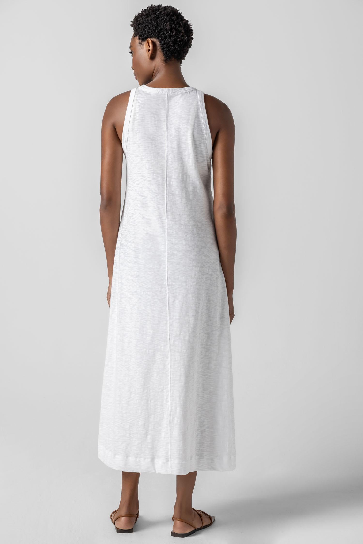 Jewel Neck Tank Dress Womens Dress White A2