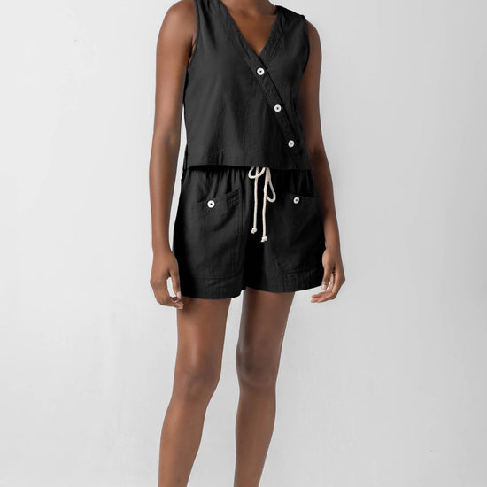 Patch Pocket Shorts Womens Short Black A3