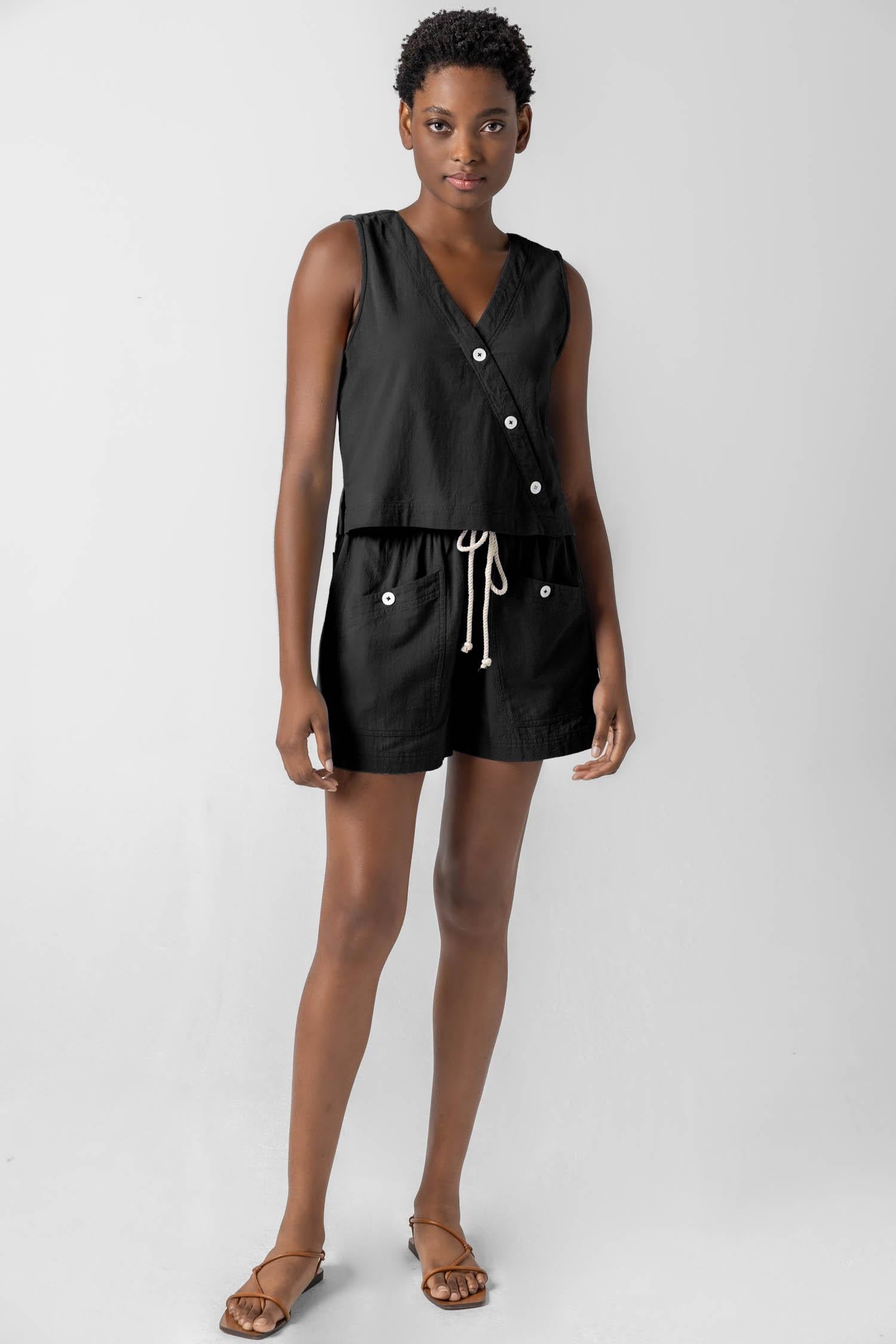 Patch Pocket Shorts Womens Short Black A3