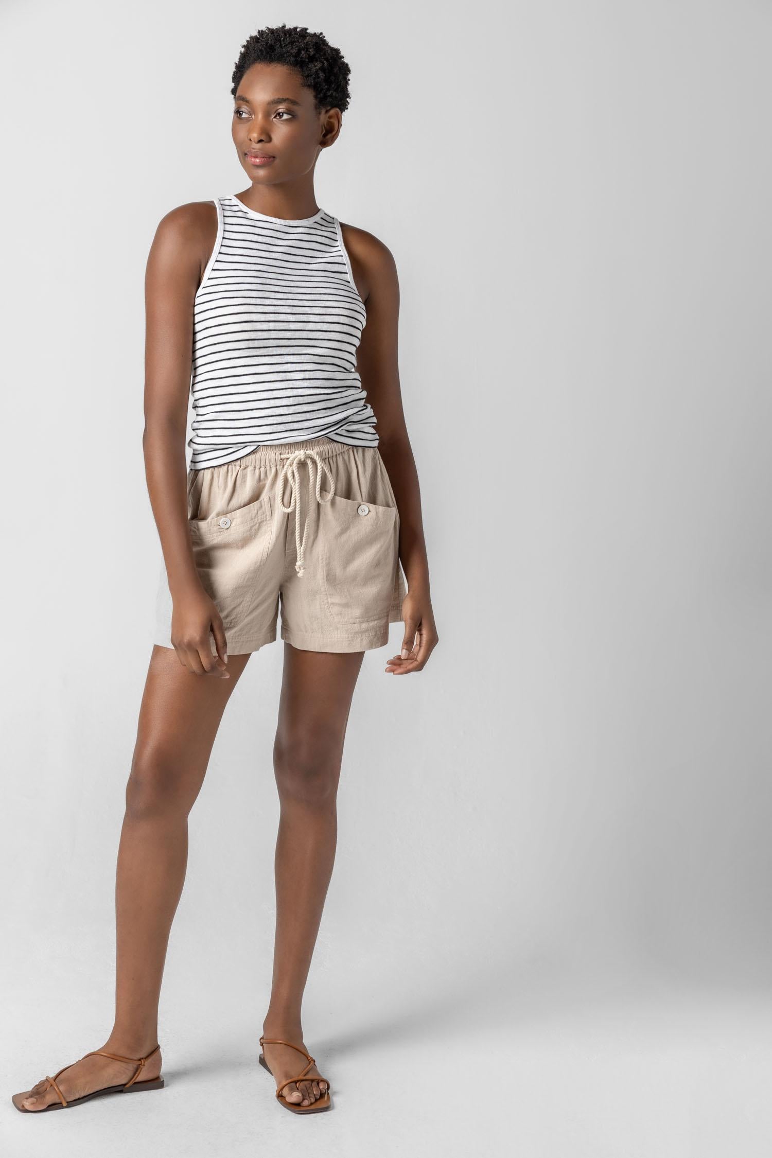 Patch Pocket Shorts Womens Short Flax A3