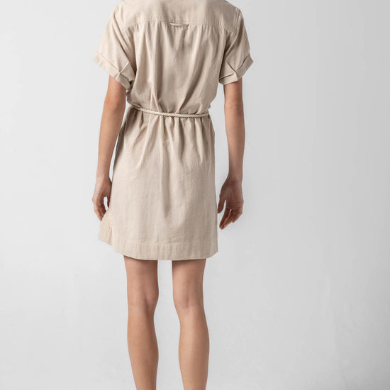 Half Placket Shirt Dress in color Flax Image A2