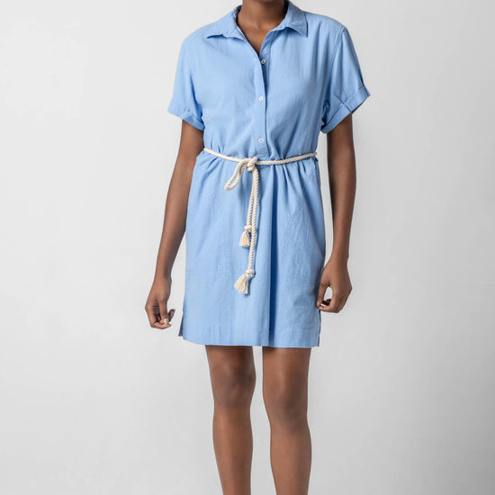 Half Placket Shirt Dress in color Malibu Image A1