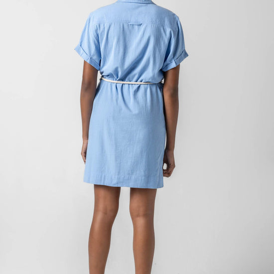 Half Placket Shirt Dress in color Malibu Image A2