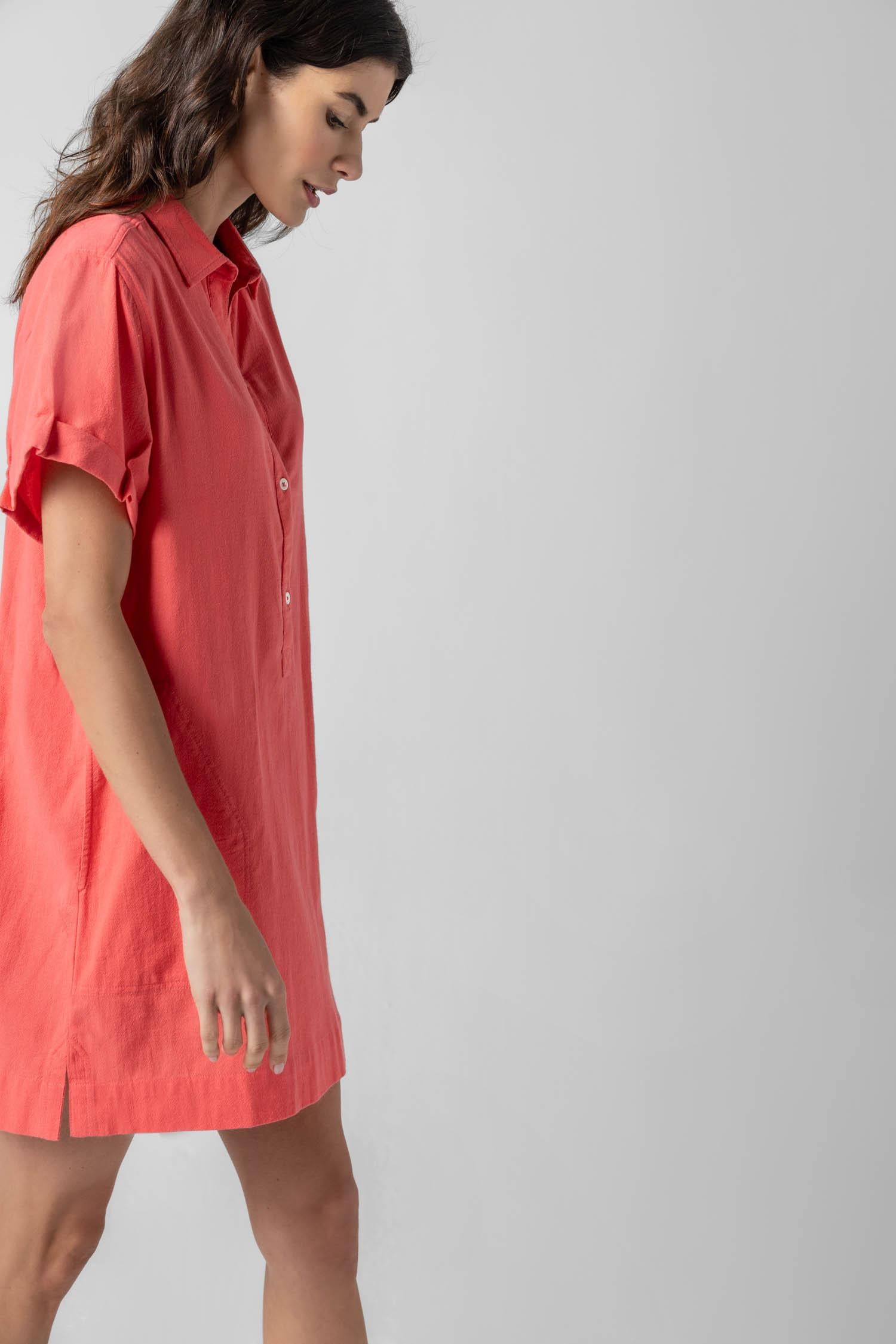 Half Placket Shirt Dress in color Reef Image A2
