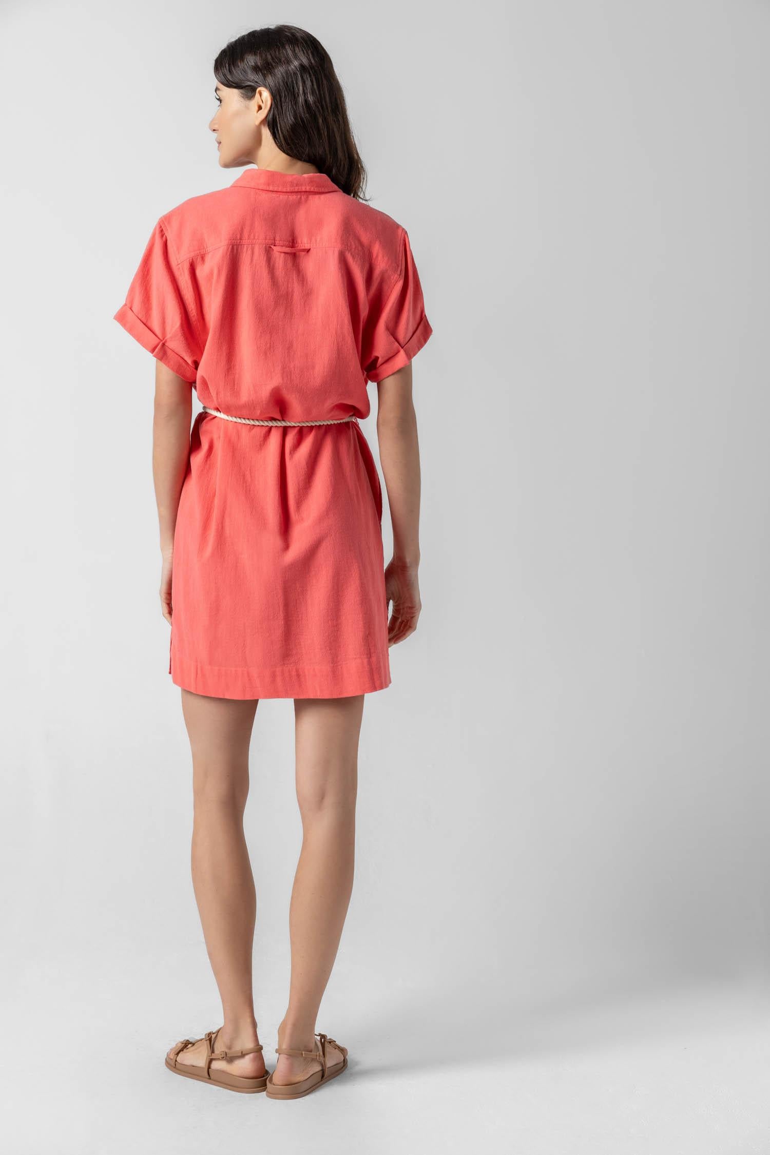 Half Placket Shirt Dress in color Reef Image A3