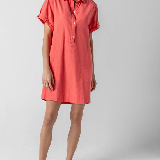 Half Placket Shirt Dress in color Reef Image A4