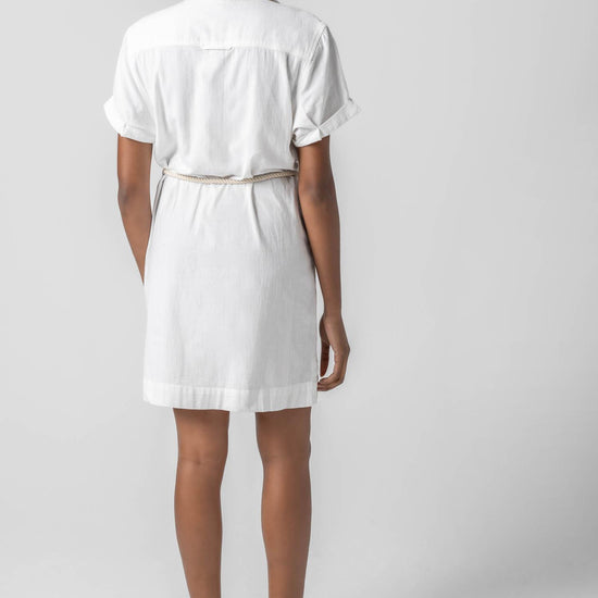 Half Placket Shirt Dress in color White Image A2