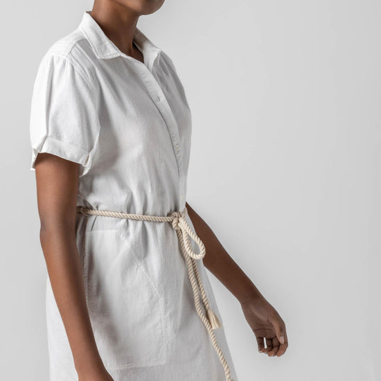 Half Placket Shirt Dress in color White Image A3