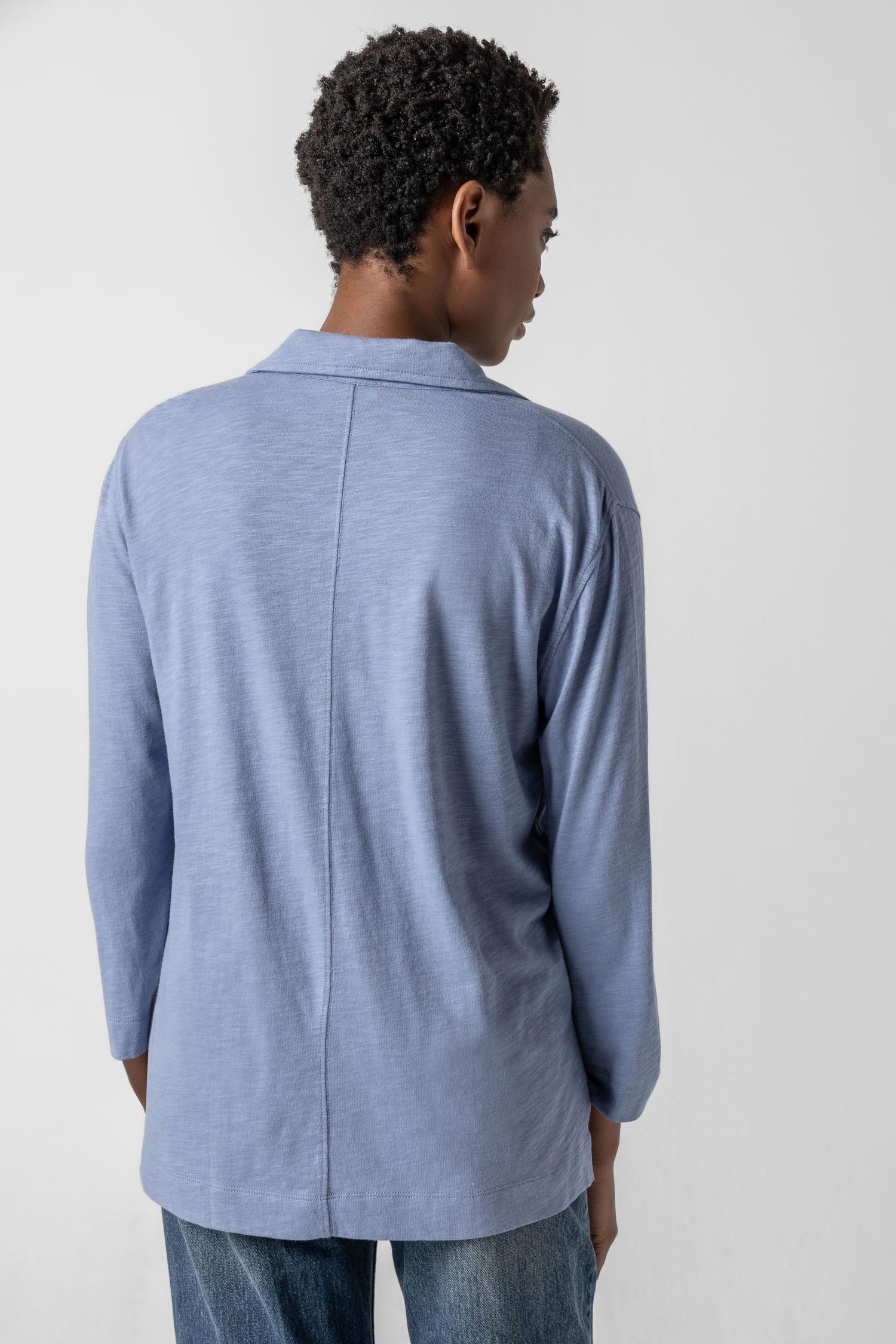 3/4 Sleeve Split Neck Tunic Womens Top Indigo A2