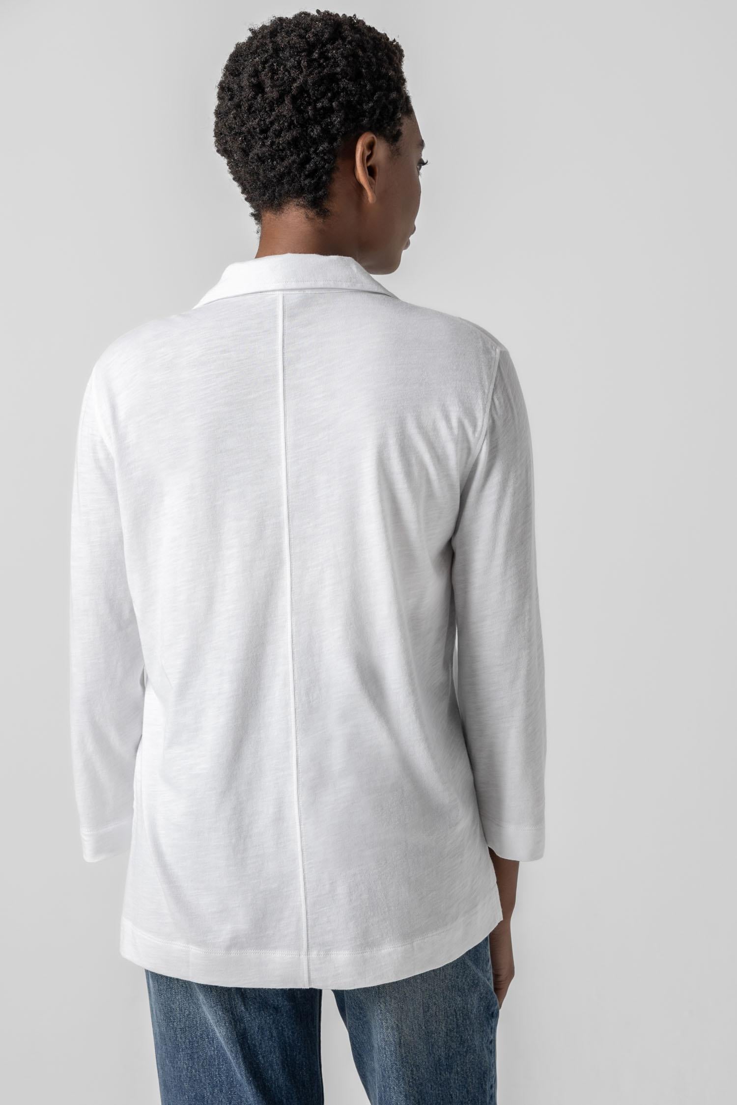 3/4 Sleeve Split Neck Tunic Womens Top White A2