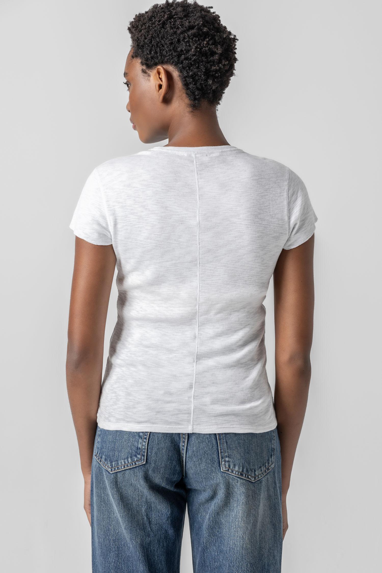 <p>This Striped Crewneck is a timeless tee with a slim shape designed to fit close to the body. Available in solid black and white, as well as three striped colorways, this classic silhouette is an essential addition to any wardrobe—proving that the perfect tee just got even better!</p> Womens Top White A3