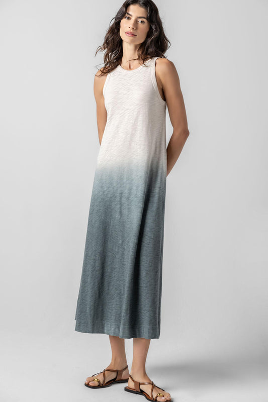 Ombre Jewel Neck Tank Dress Womens Dress Vine Ombre A1