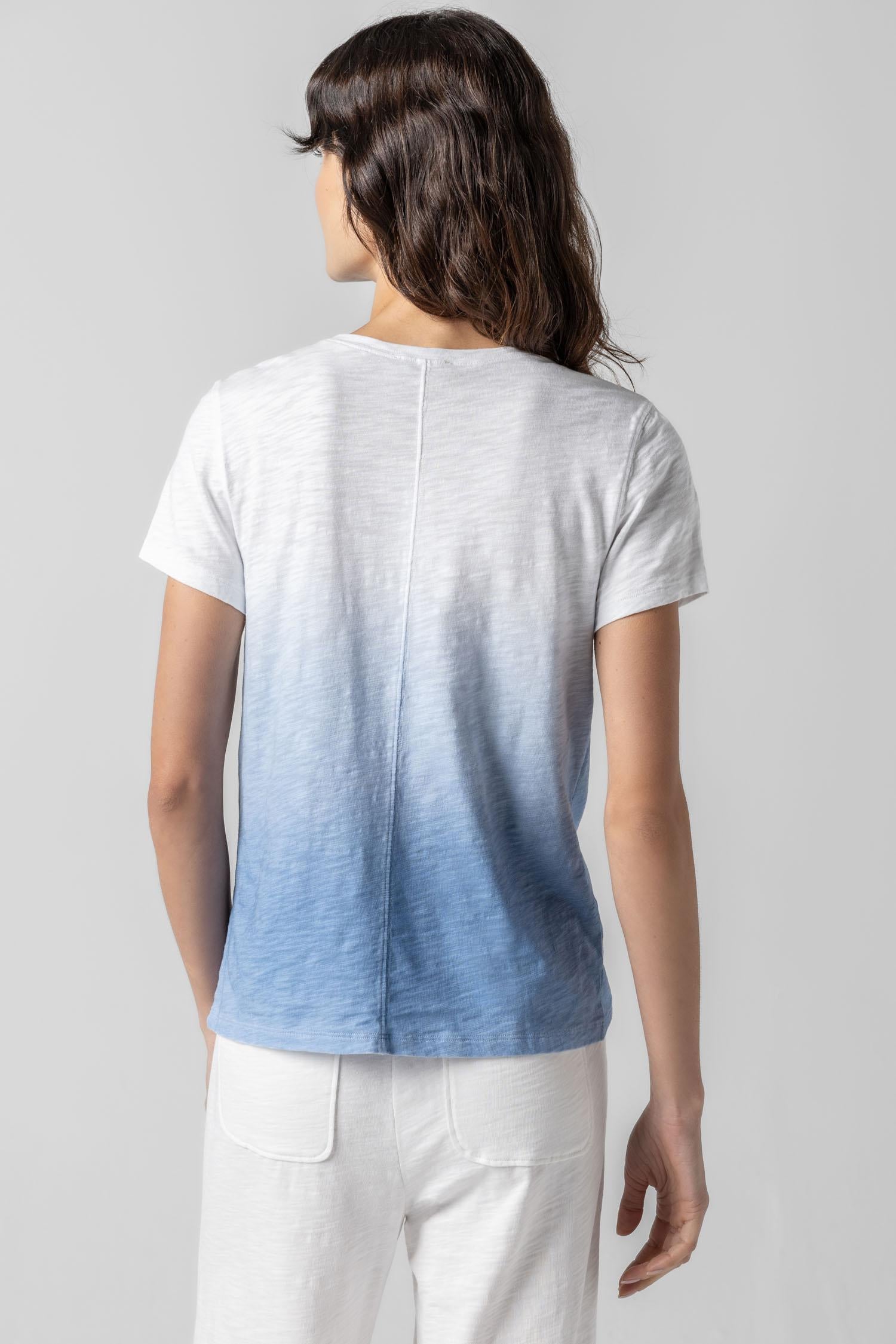 <p>We took a favorite silhouette and best-selling fabric and added a unique twist. Featuring the same flattering design as our solid version Using a hand-sprayed ombre effect, this tee has texture and adds novelty to your tee shirt collection. Designed with a back seam and a silhouette that skims the body without being too fitted, this style combines unique details with effortless wearability. It's the perfect addition to elevate your everyday looks.</p> Womens Top Harbor Ombre A2