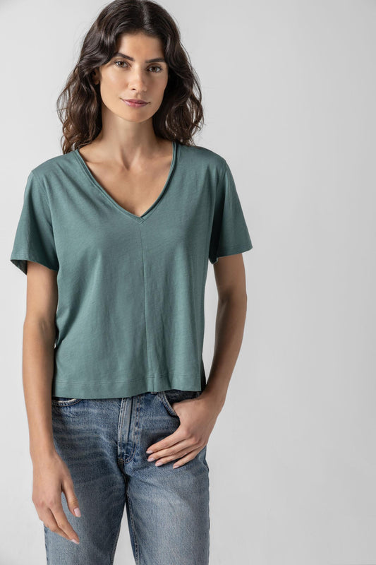 Easy Short Sleeve V-Neck Womens Top Vine A1