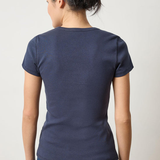 Short Sleeve V-Neck in color Dark Navy Image A2