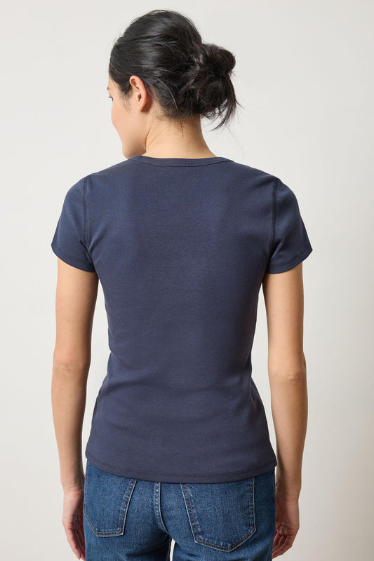 Short Sleeve V-Neck in color Dark Navy Image A2