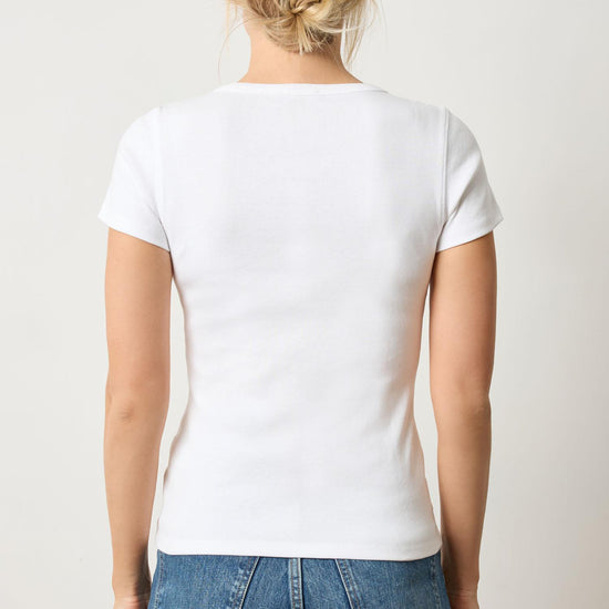Short Sleeve V-Neck in color White Image A2