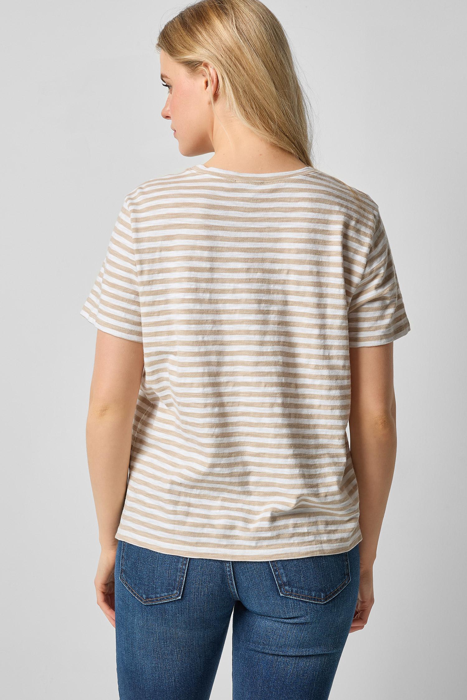 Striped Boyfriend Tee Womens Top Flax Stripe A2