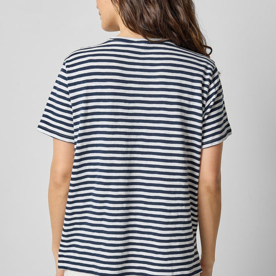 Striped Boyfriend Tee Womens Top Navy Stripe A2
