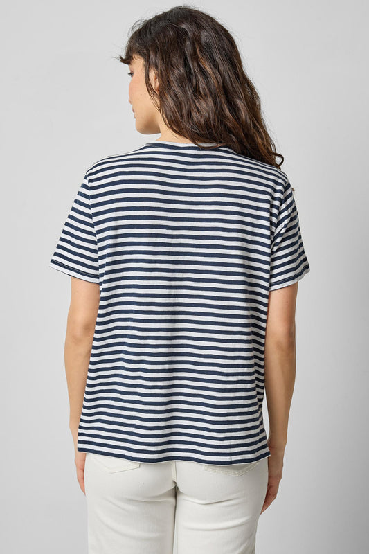 Striped Boyfriend Tee Womens Top Navy Stripe A2