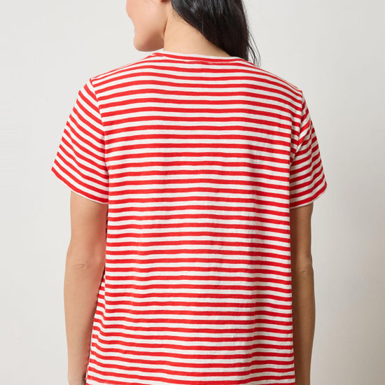 Striped Boyfriend Tee Womens Top Poppy Stripe A2