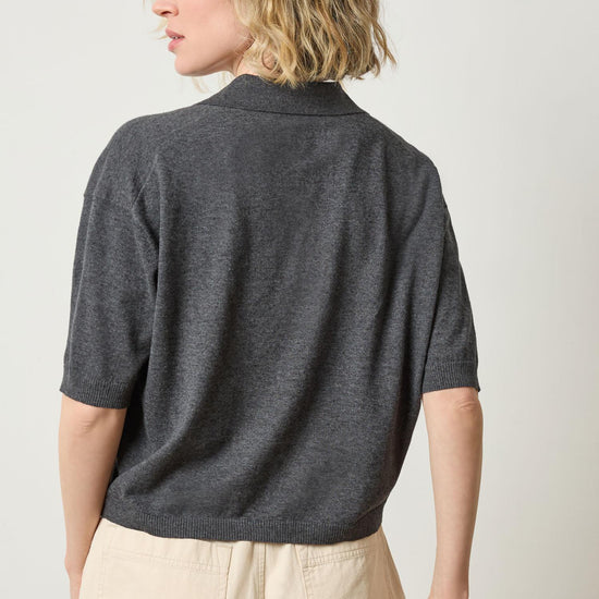 Drop Shoulder Polo Neck Sweater in color Licorice Image A2