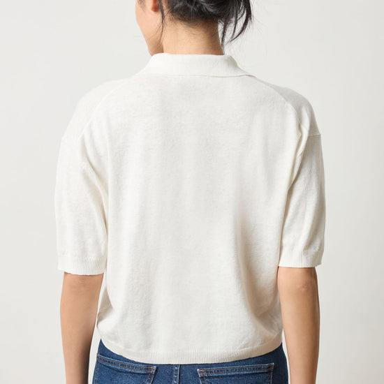 Drop Shoulder Polo Neck Sweater in color Pearl Image A2